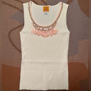 New Ruby Rd bedazzled ribbed tank, S